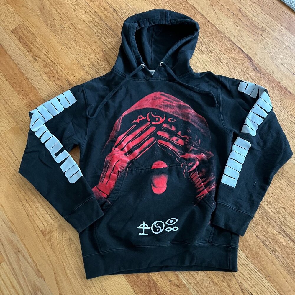 Bad Omens Hoodie Size Small Masked Red Face Long Sleeve Hands Symbols Sweatshirt